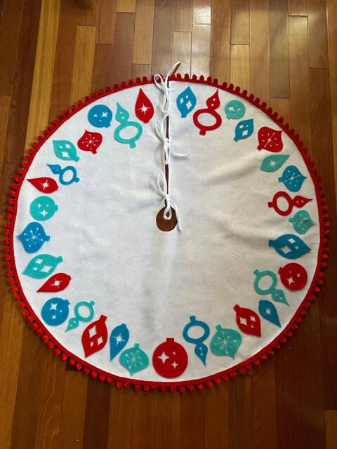 Kitschy Christmas Ornament Tree Skirt - image 1