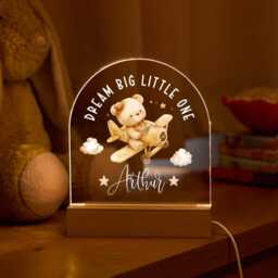Personalised Baby Night Light Led Lamp Custom Name Dream Big Little One Nursery Decor Toddler Room Gift Newborn Keepsake Christening Present - thumbnail 3