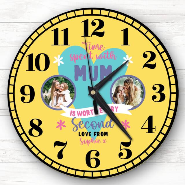 Mum Worth Every Second Photo Gift Custom Personalised Clock - image 1