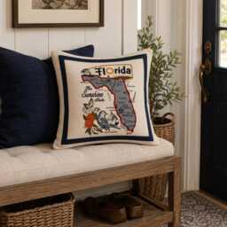 Florida Embroidered Pillow - Sunshine State Decorative Throw Cushion - thumbnail 2