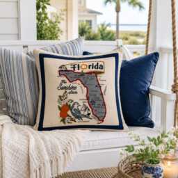 Florida Embroidered Pillow - Sunshine State Decorative Throw Cushion - thumbnail 4