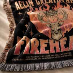 Fireheart Woven Blanket, Throne Of Glass Throw, To Whatever End Throw Sjm Quote Bookish Literary Decor, Aelin Galathynius - thumbnail 4