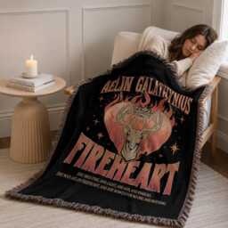 Fireheart Woven Blanket, Throne Of Glass Throw, To Whatever End Throw Sjm Quote Bookish Literary Decor, Aelin Galathynius - thumbnail 3