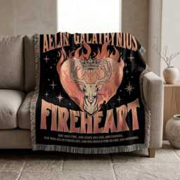 Fireheart Woven Blanket, Throne Of Glass Throw, To Whatever End Throw Sjm Quote Bookish Literary Decor, Aelin Galathynius - thumbnail 2