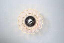 Platter Sconce Lamp, One Of A Kind Wall Mounted Lighting Fixture Featuring A Vintage Indiana Glass Hobnail Deviled Egg Plate Shade - thumbnail 1
