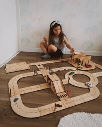 Wooden Toy Road Garage, Personalized Puzzle, Montessori Educational Toys, Car Track, Thanksgiving Eco Gift For Toddler - thumbnail 1
