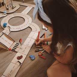 Wooden Toy Road Garage, Personalized Puzzle, Montessori Educational Toys, Car Track, Thanksgiving Eco Gift For Toddler - thumbnail 3