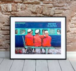 Indian Railways Art Print, Three Coolies, Vintage Train Travel - thumbnail 1