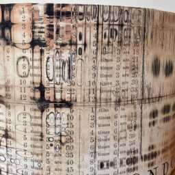 London Gridlock Fabric Lampshade For Ceiling Pendants Or Standard Table & Floor Lamps Beige Black Text Distressed - thumbnail 2