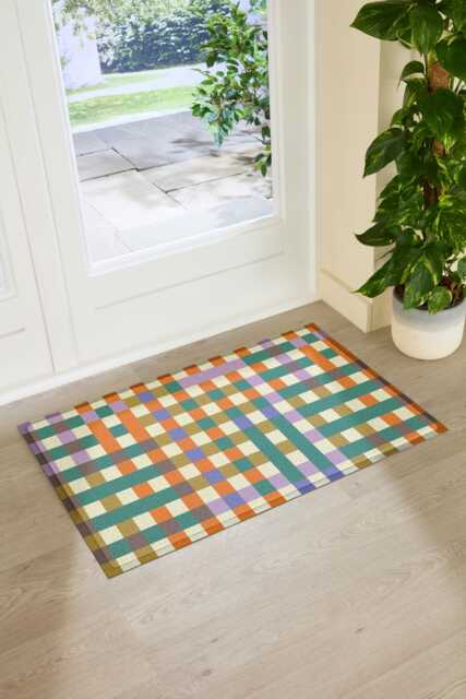 Elizabeth Olwen Pixels Indoor Outdoor Doormat - Checker Entrance Rug Geometric Home Decor Housewarming Gift 90x60cm - image 1
