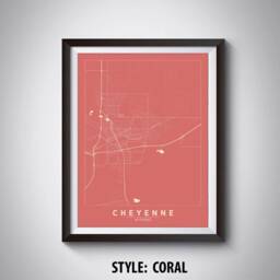 Cheyenne Wyoming Map Art Print Vintage Style Travel Poster - thumbnail 3