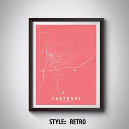 Cheyenne Wyoming Map Art Print Vintage Style Travel Poster - thumbnail 4