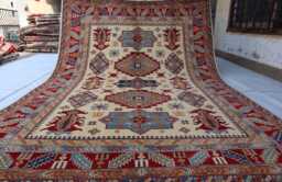 6'8x9'7 Ft Afghan Luxury Red New Area Rug, Kazak Hand Knotted Rug, Medallion Geometric Carpet, Rug For Livingroom