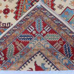 6'8x9'7 Ft Afghan Luxury Red New Area Rug, Kazak Hand Knotted Rug, Medallion Geometric Carpet, Rug For Livingroom - thumbnail 4