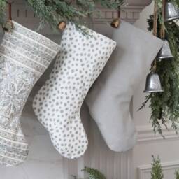 Classic Christmas Stockings - Handmade Designer Fabric Modern Farmhouse Stocking Decorator - thumbnail 3