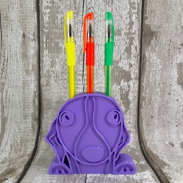 3D Printed Sighthound Pen Pot - Cute Dog Lover Desk Decor - image 1