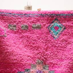 Handmade Pink Moroccan Rug Abstract Boujad Wool Carpet - thumbnail 3