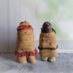Clay Sculpture, Naive Art, Ceramic Figurine, Set Of 2 Figurines, Whimsical Unique Ceramics, Rustic Home Decor, Love - thumbnail 4