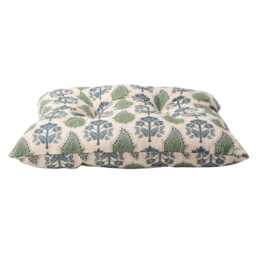 "Cotswold Countryside Motif Quilted Seat Pad in Blue & Green. Cottagecore Luxury Chair With Ties. Deep-Filled & Supersoft. 16X16"" X 3" - thumbnail 3