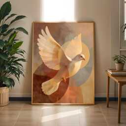 Dove in Flight Poster - Modern Digital Artwork - Art Lovers Gift, Bedroom Decor - Poster Only - thumbnail 1