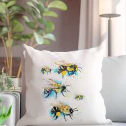 Bees Art Pillow Case, Handcrafted Decorative Cushion Cover - Bee Themed Home Decor Cozy Throw Case Unique Gift Idea - thumbnail 3