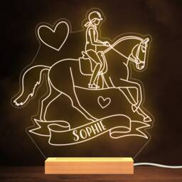 Horse Riding Banner Name Hearts Personalised Gift Warm White Lamp Night Light - thumbnail 1
