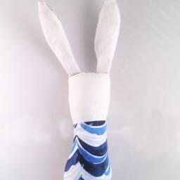 Crinkle Ears Bunny Rattle - Modern Navy Blue/White Nautical Waves Arctic Playground with Jingle Bell - thumbnail 3