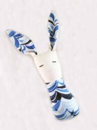 Crinkle Ears Bunny Rattle - Modern Navy Blue/White Nautical Waves Arctic Playground with Jingle Bell