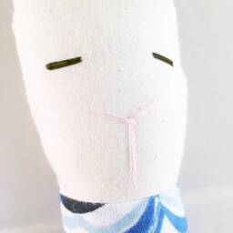 Crinkle Ears Bunny Rattle - Modern Navy Blue/White Nautical Waves Arctic Playground with Jingle Bell - thumbnail 2