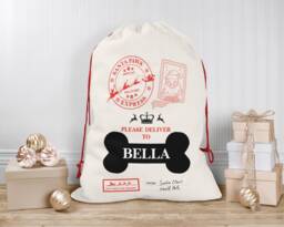 Personalised Christmas Sack For Dogs - Custom Pet Stocking Dog Sacks, Sacks Paws Postal - thumbnail 1