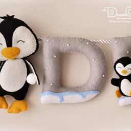 Nursery Decor, Baby Name Sign, Penguins Nursery, Shower Gift, Felt Banner, Crib Wall Art - thumbnail 2