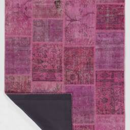 5' X 8' Pink Turkish Patchwork Rug Hand-Knotted Wool Carpet - thumbnail 2