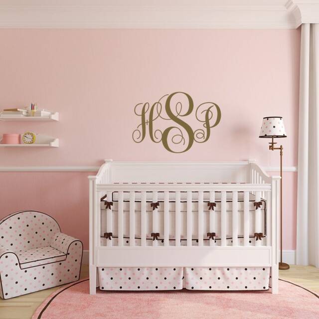 Personalized Monogram Wall Decal Custom Initials Nursery Decor P3 - image 1