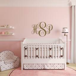 Personalized Monogram Wall Decal Custom Initials Nursery Decor P3 - thumbnail 1