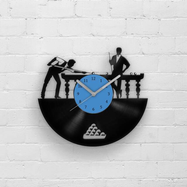 Snooker Player Vinyl Record Clock Billiards Room Decor For Man Cave, Gift Father, Office Interior Wall - image 1
