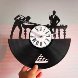 Snooker Player Vinyl Record Clock Billiards Room Decor For Man Cave, Gift Father, Office Interior Wall - thumbnail 2