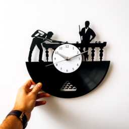 Snooker Player Vinyl Record Clock Billiards Room Decor For Man Cave, Gift Father, Office Interior Wall - thumbnail 3