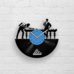 Snooker Player Vinyl Record Clock Billiards Room Decor For Man Cave, Gift Father, Office Interior Wall - thumbnail 1
