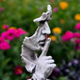 Concrete Silent Face Statue Shhh Finger On Lips Sculpture Stone Abstract Head Figurine Modern Cement Decor Lawn Art Ornament Gift For Him - thumbnail 4