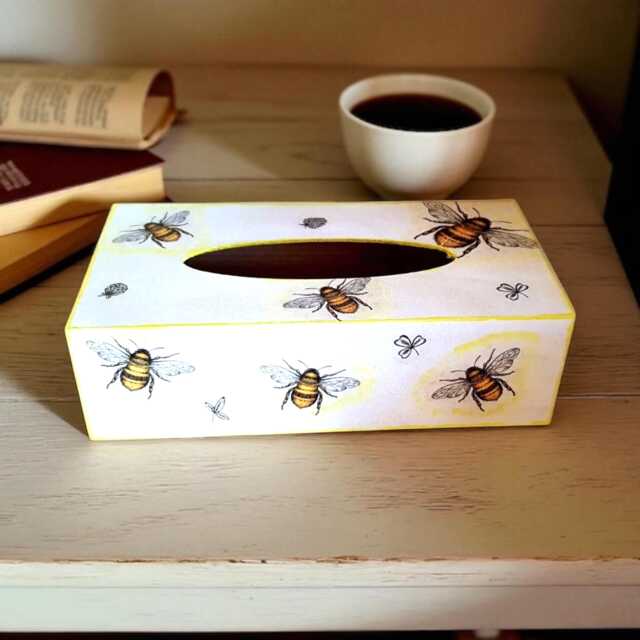 Tissue Box Cover, Holder, Wooden Box, Bee Gifts, Decor, Home Boxes - image 1