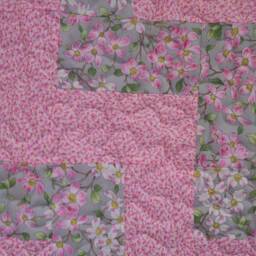 "Handmade Quilted Throw Pink Dogwood Flower Lap Quilt - 47"" X 59" - thumbnail 2