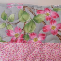 "Handmade Quilted Throw Pink Dogwood Flower Lap Quilt - 47"" X 59" - thumbnail 3
