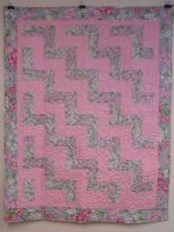 "Handmade Quilted Throw Pink Dogwood Flower Lap Quilt - 47"" X 59" - thumbnail 1