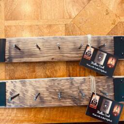 Whisky Barrel Stave Key Hanger/Rustic Dog Leash Hanger Reclaimed Oak Scottish Whisky Decor Key Rack - thumbnail 2