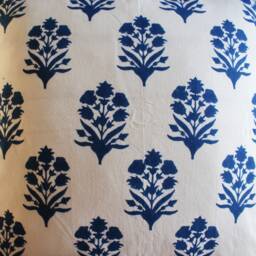 Hand Block Print Pillow Cover Indigo Flower, Farmhouse Decor - 20x20, 22x22 - thumbnail 4