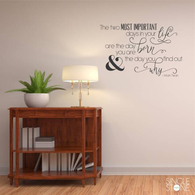 Mark Twain Wall Decal Quote Most Important Days - Vinyl Art Home Decor - image 1