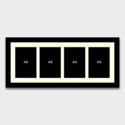 Multi Photo Picture Frame To Hold 4 A4 Certificates/Photos in A 33mm Black Wooden - thumbnail 2