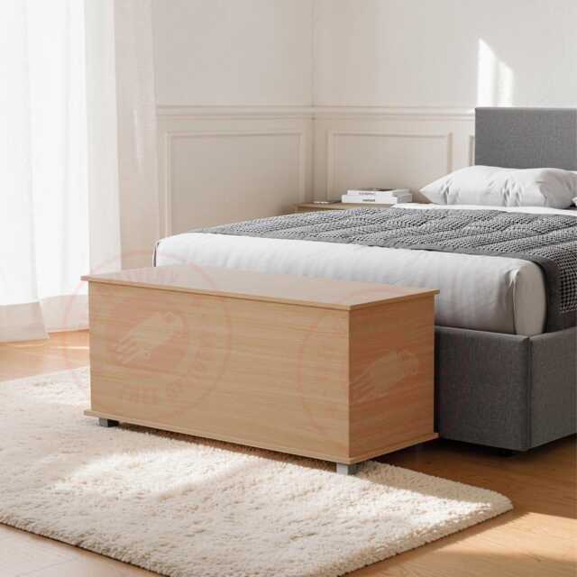 Large Wooden Storage Ottoman Chest, Bedroom Blanket Box, Hallway Seat - image 1