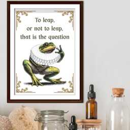 Shakespeare Frog A4 Print, High Quality Wall Art, Home Bar Funny Poster, Quirky Decor, Hamlet To Be Or Not - thumbnail 2