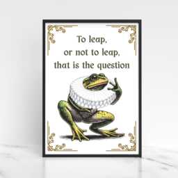 Shakespeare Frog A4 Print, High Quality Wall Art, Home Bar Funny Poster, Quirky Decor, Hamlet To Be Or Not - thumbnail 1